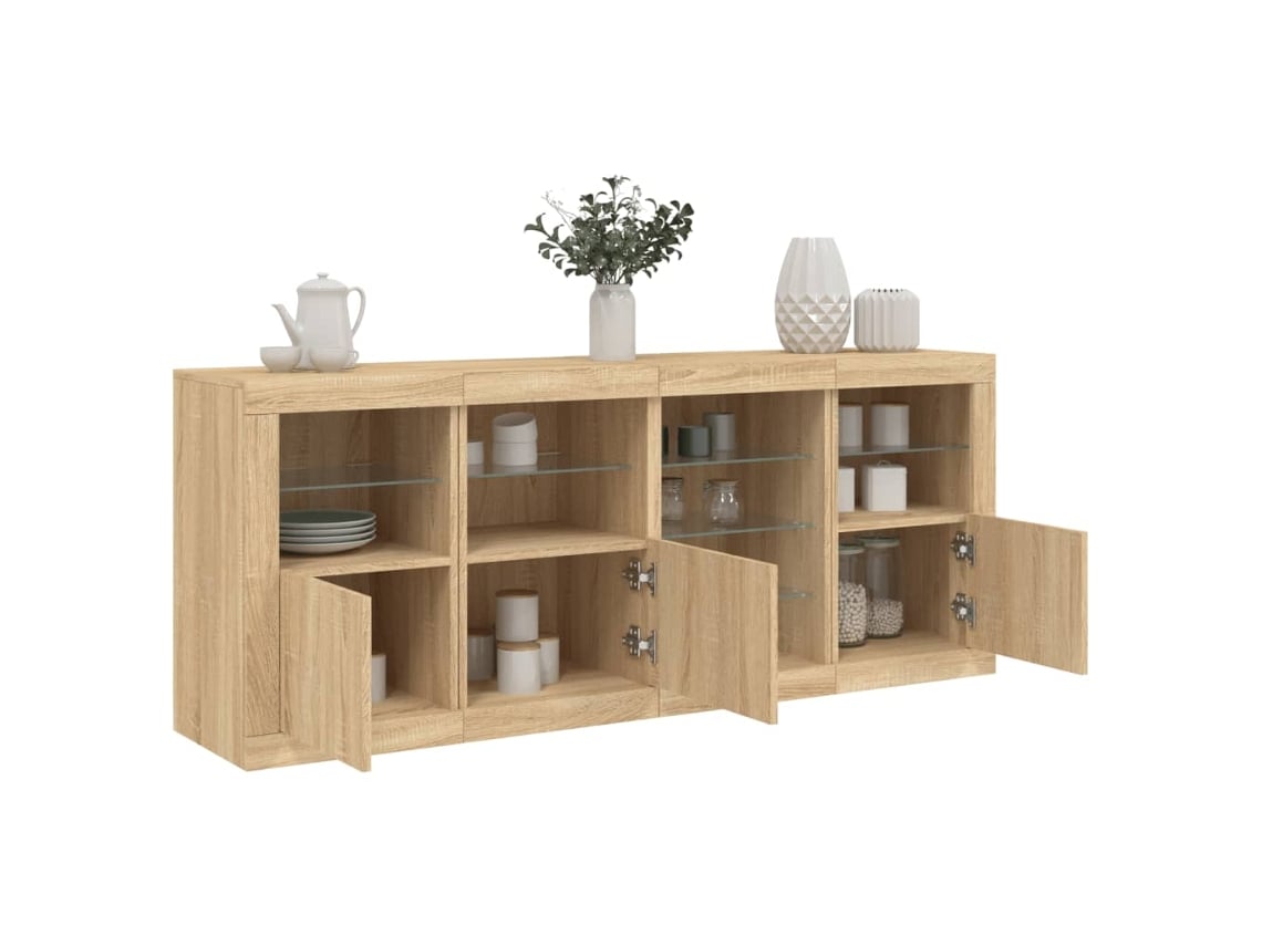 Aparador Con Luces Led Roble Sonoma 164x37x67 Cm