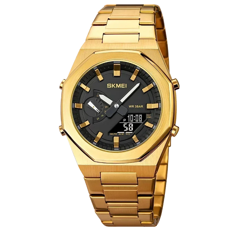(oro Y Negro) Elegante Reloj De Cuarzo Informal Para Negocios Con Retroiluminación, Indicador De Fecha Y Resistencia Al Agua.