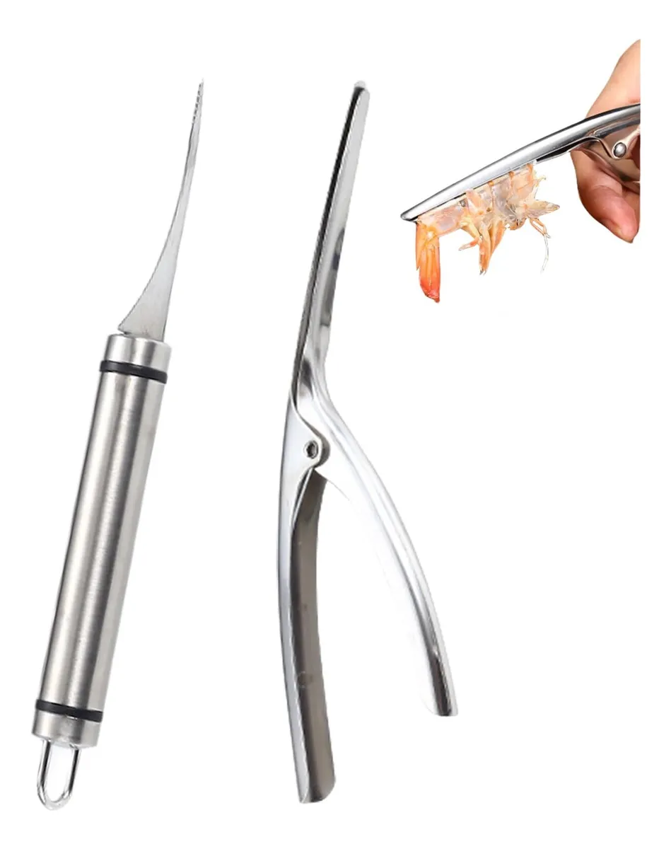 Cuchillo pelador de camarones y línea de camarones, acero inoxidablevayotoy