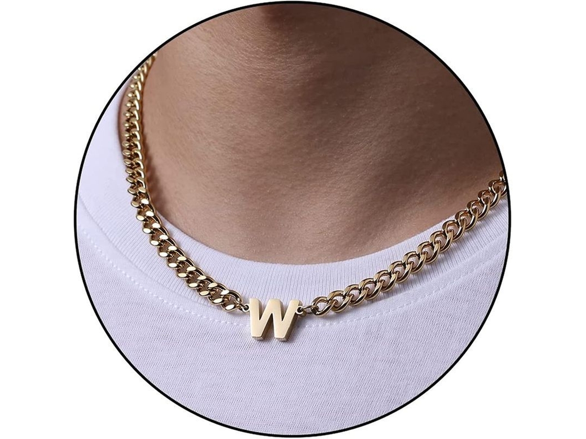 2026-collar De Cadena Cuban Link Con Letra Inicial A-z Acero Inoxidable 6.5mm 18+2 Pulgadas Regalo De Joyería Para Hombres Mujeres Niños