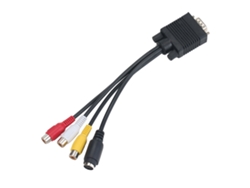 Adaptador Conversor Vga Para S-video 3 Rca Tv Av Cabo Com Conector Macho 15 Pinos E 4 Pinos Fêmea