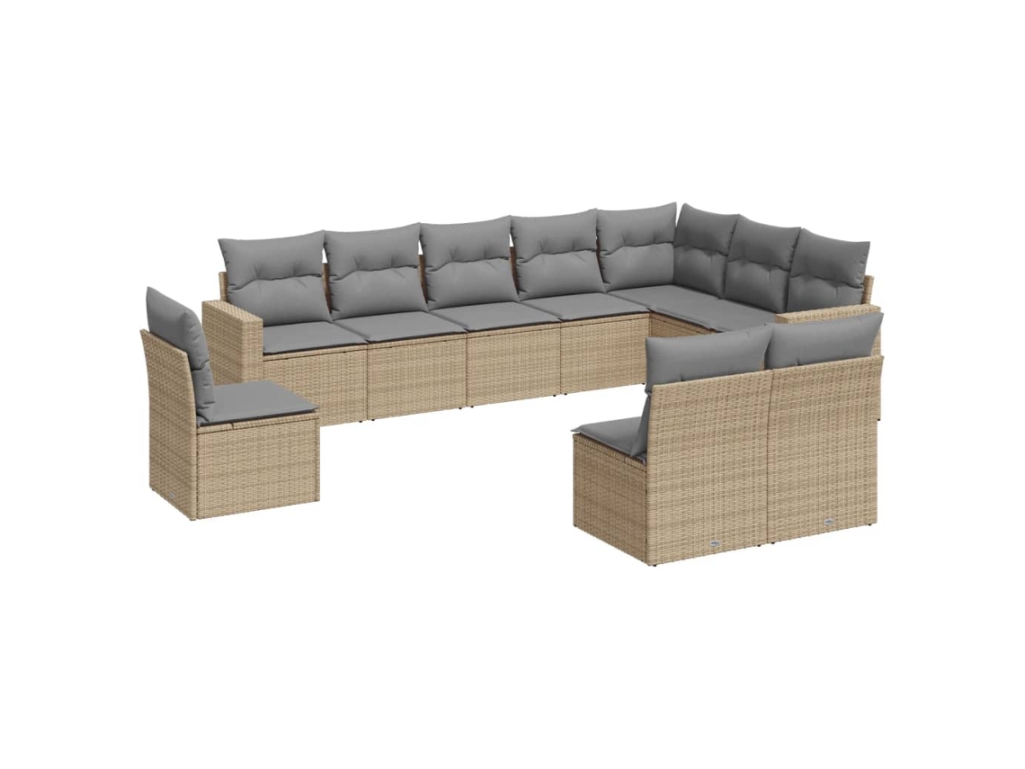 Maison Exclusive - Juego De Sofás Jardín Con Cojines Beige 10 Pzas Ratán Sintético