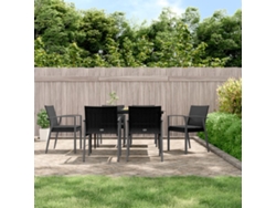Conjunto 7 Piezas Jantar P/ Jardim C/ Almofadões Vime Pe E Aço Dkd Home Decor