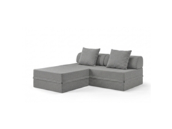 Sofá Modular 3 Lugares + Puff Convertible Bouclette Cinza Escuro