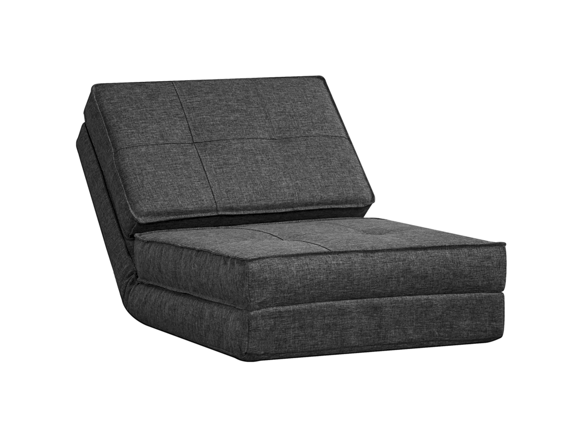 Sofá cama plegable/colchón adicional, sillón convertible, respaldo ajustable en 5 posiciones, tejido de poliéster gris con aspecto de lino.