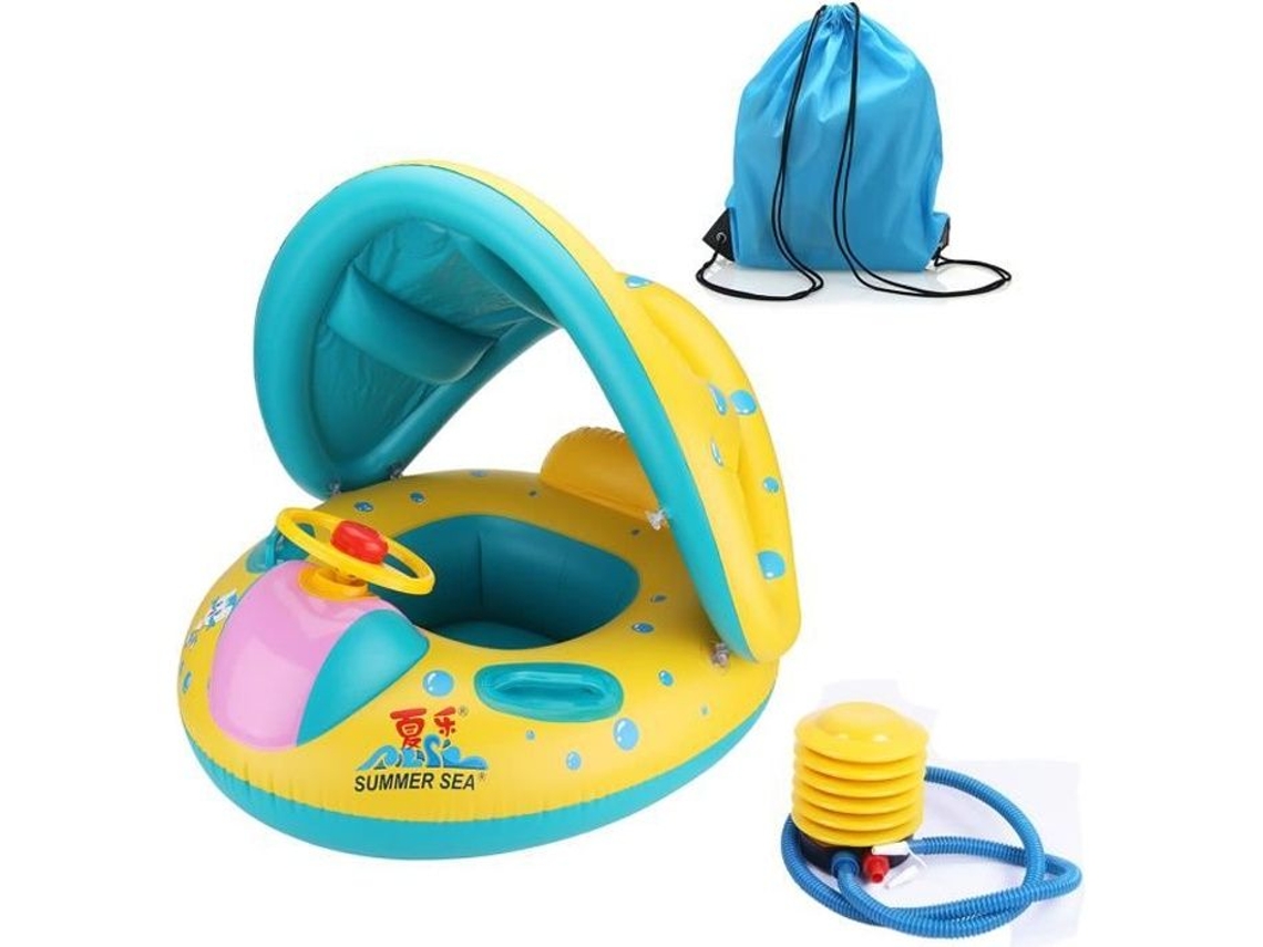 Pára-Sol Banheira Bóia para Bebê Assento Inflável Bóia Para-Sol Carro Barco Nadar Piscina Nadar   