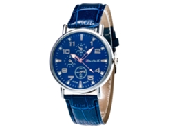 Reloj Hombre Zhoulianfa Caja De Aleación Cuero Pu Dial Redondo Cuarzo Azul