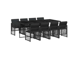 Maison Exclusive - Set De Comedor De Jardín 9 Pzas Y Cojines Ratán Sintético Negro