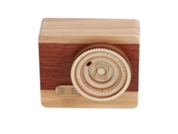 Caja de música con forma de cámara de madera estilo retro (sin marca)