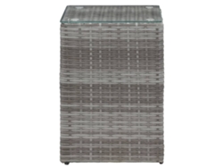 Maison Exclusive - Mesa Auxiliar Superficie Vidrio Ratán Sint. Gris 35x35x52 Cm