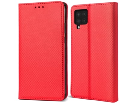 Funda Flip MOOZY para Samsung A22 4G en rojo - Funda tipo cartera magnética inteligente con soporte y compartimentos para tarjetas.