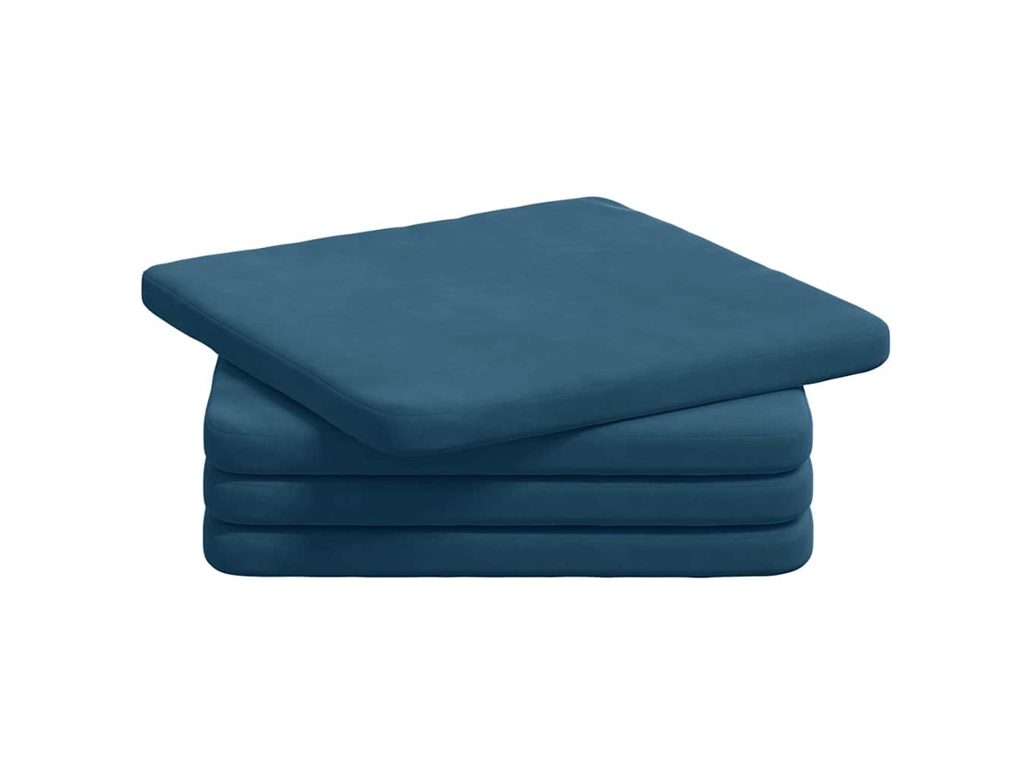 Cojines para asiento, 4 unidades, azul, 40 x 40 x 3 cm, terciopelo, HARLANV1