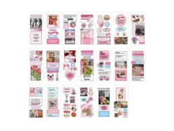 20 pegatinas para álbumes de recortes y diarios, pegatinas decorativas autoadhesivas, manualidades, corazón rosa