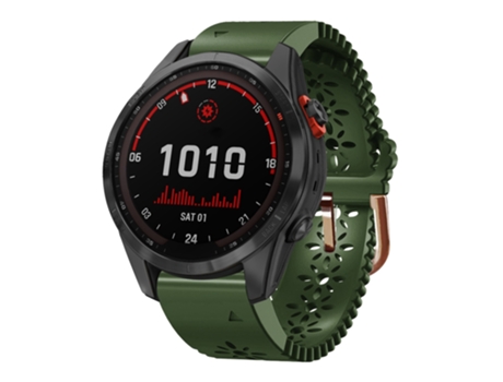Correa de reloj inteligente para Garmin Fenix 7S Solar 20 mm Correa de silicona para mujer con punzón de encaje (verde militar)