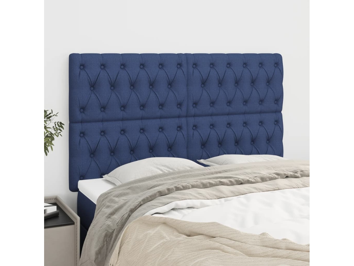 Cabecero de tela de 4 piezas 80x7x78/88 cm azul
