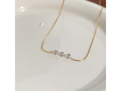 (oro) Plata De Ley 925, Collar De Tres Diamantes, Cadena De Caja Delicada Y Súper Brillante, Dulce Y Lujoso.