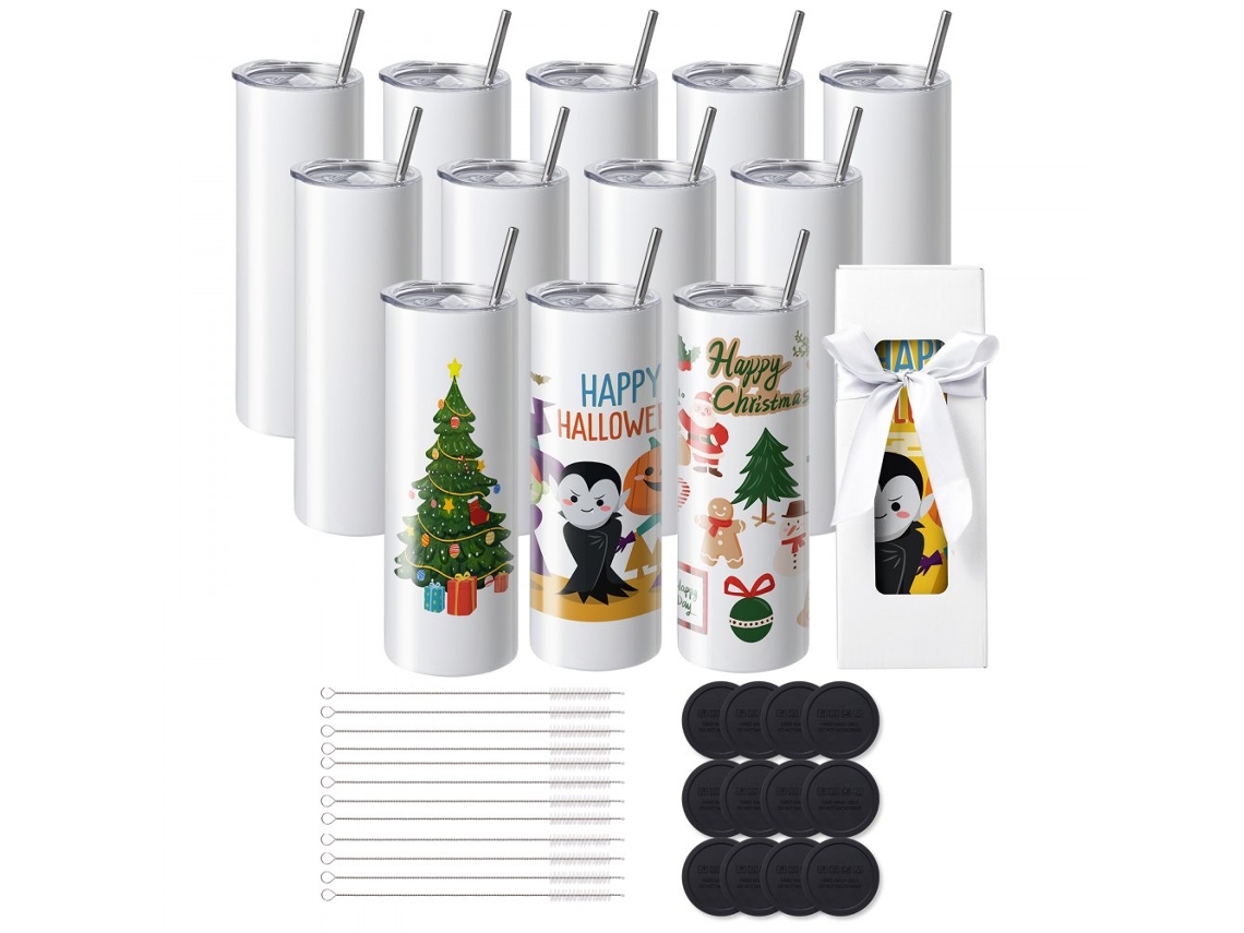 Juego de 12 Vasos Sublimables de Acero Inoxidable 95 Cl con Doble Pared Tekmaquinas