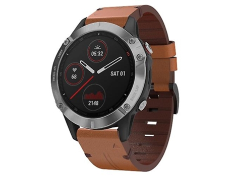Correa Para Garmin Fenix 6 Gps 22mm Correa De Reloj Con Hebilla De Acero De Cuero Marrón VENISYMLIS