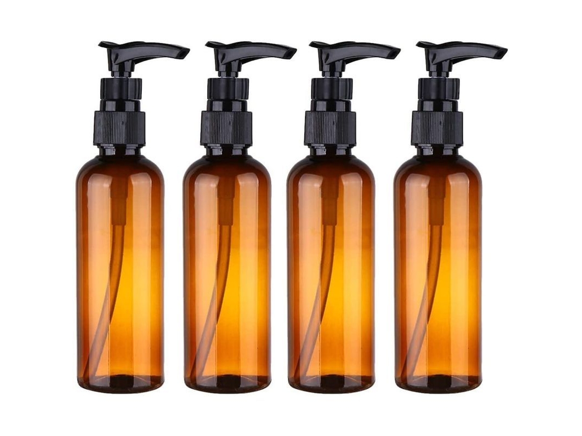 4 Botellas De Plástico Reutilizables Con Dosificador De 100 Ml Para Loción, Aceite Y Champú, Color Marrón, 2025
