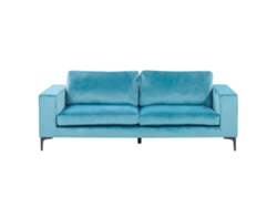 Sofá de 3 plazas BELIANI Vadstena de Terciopelo Azul 215x87x82