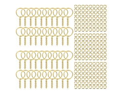 Anéis de Chave com Cadeia Dourado Polido Diy Metal 100pcs para Viagem e Presente
