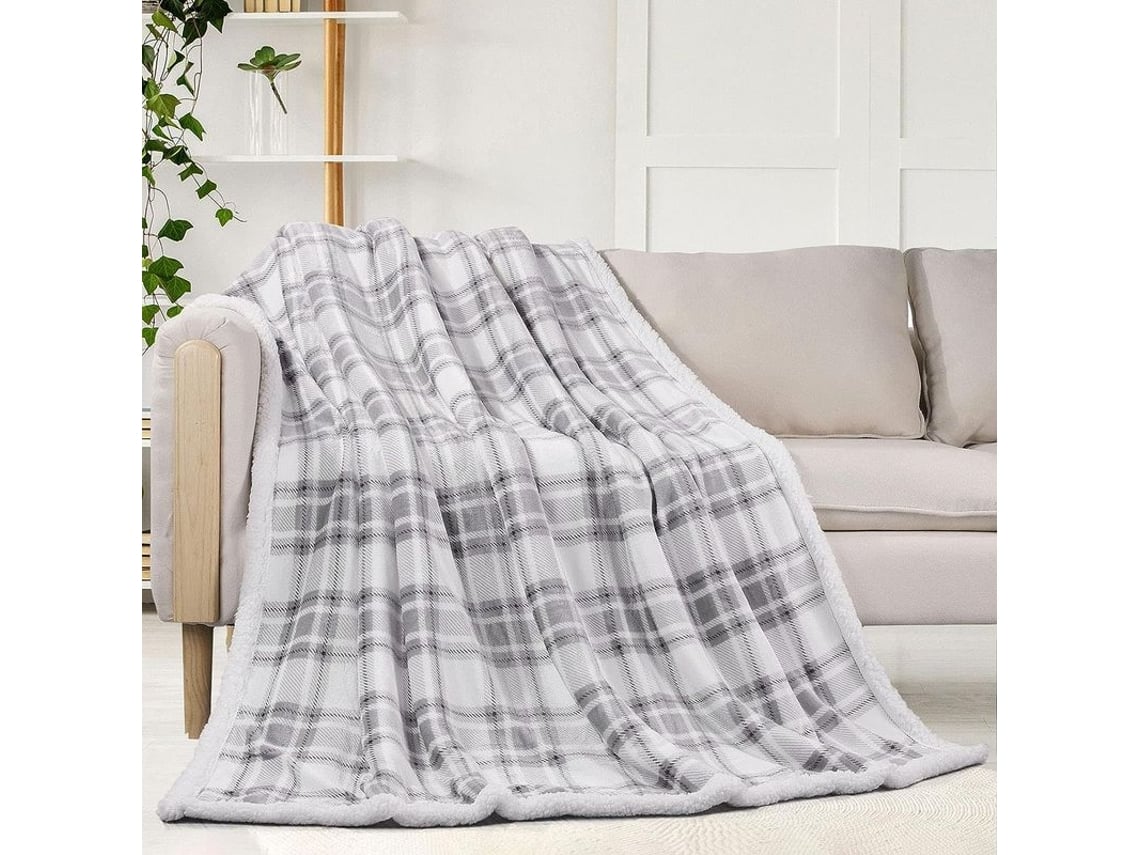 Rebe-manta Suave Plaid Para Sofá Cama Navideña Lana Flannel Peluda 51x59 Pulgadas Gris