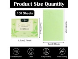 Toallitas absorbentes de aceite no irritantes, de lino con infusión de té verde y carbón de bambú, portátiles, 100 hojas para la preparación de la maternidad (6 cm x 9 cm)