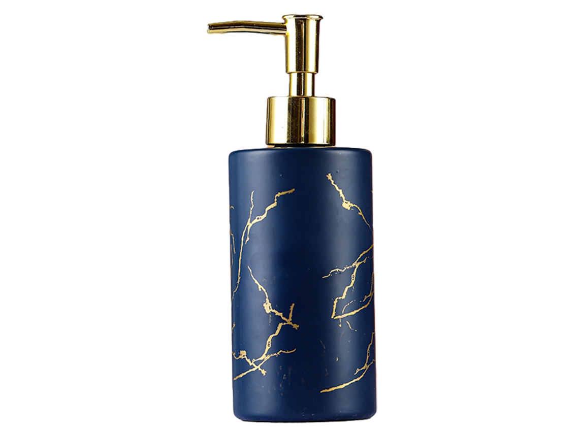 MEOIRUERY Porta jabón cilíndrico para baño y cocina, resina mármoleada recargable