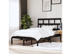 Estructura De Cama De Madera Maciza Negro 150x200 Cm