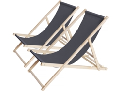 Juego de 2 tumbonas de madera Chilienne 107 x 56,5 x 81 cm gris Habitat Et Jardin