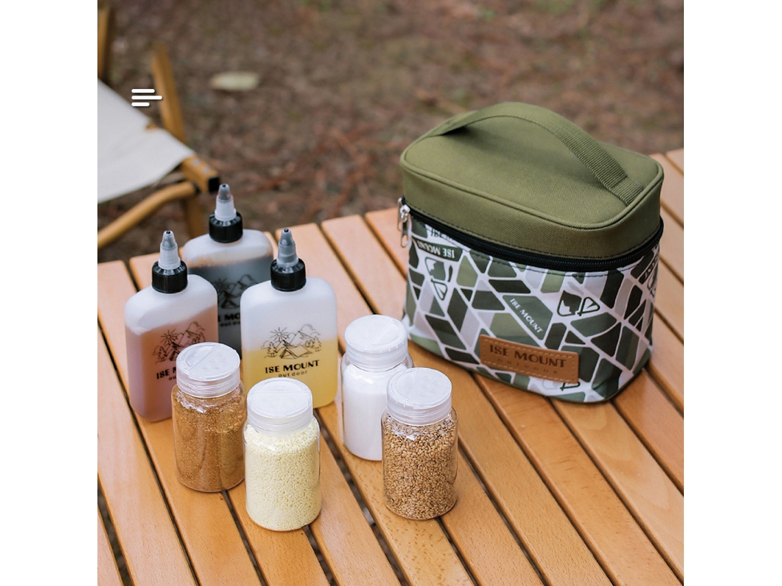 Kit De Almacenamiento De Especias Para Camping: Bolsa Portátil Con Botes De Especias Para Barbacoas Y Picnics.