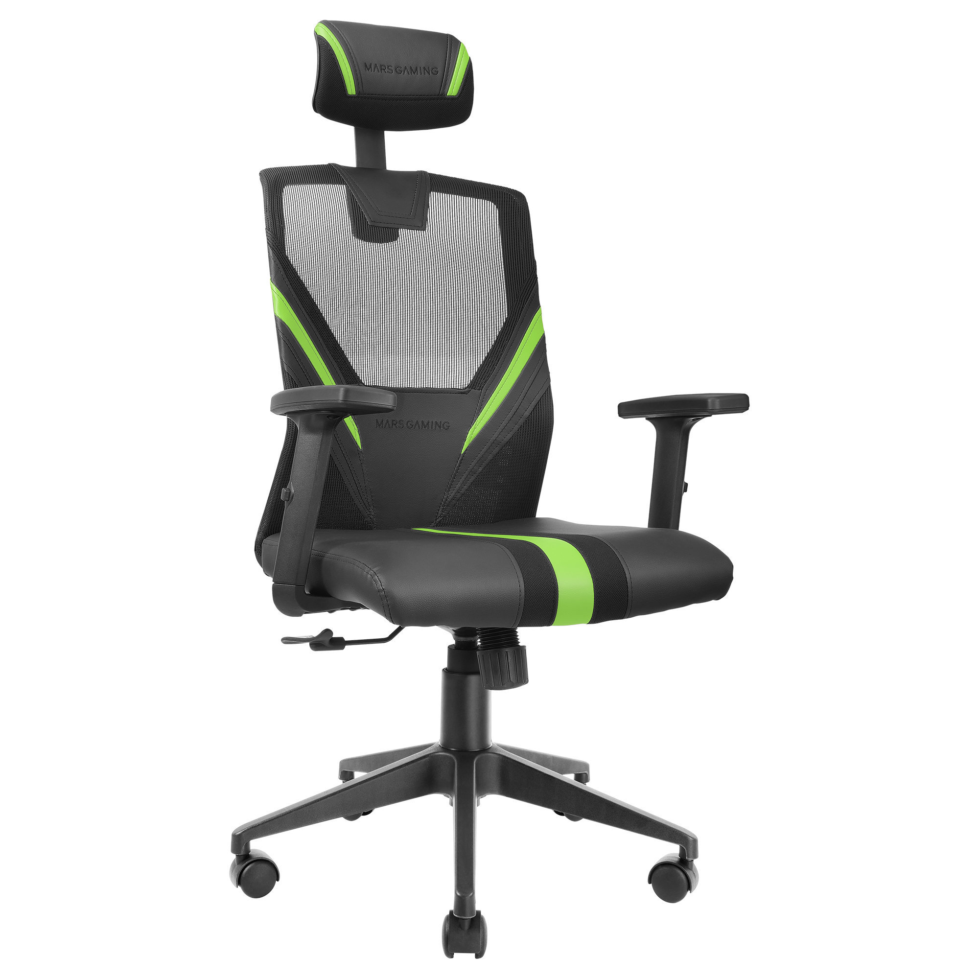 Mars Gaming Verde silla malla transpirable soporte ajustable cervical lumbar reposabrazos mgcergobg 150