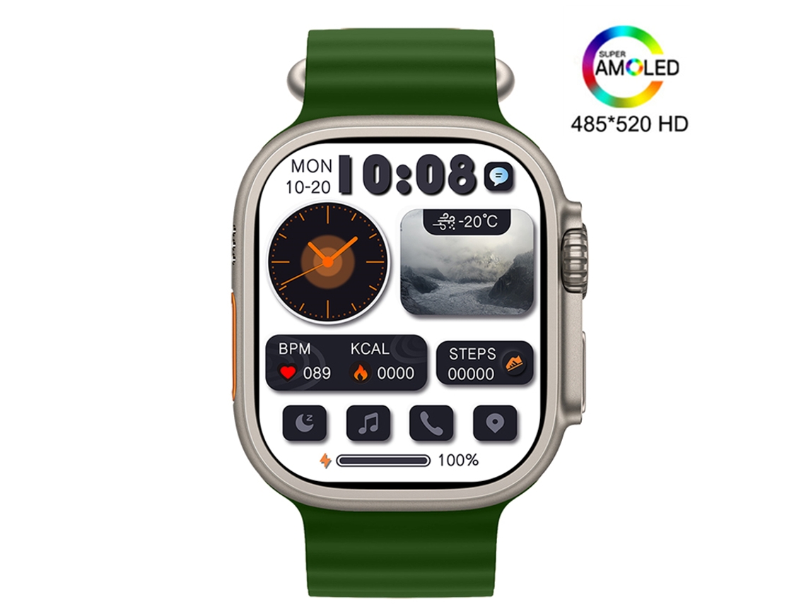 Reloj inteligente MDUG para hombre con monitor de presión arterial, NFC, compatible con Android, iOS y Apple Watch (verde)