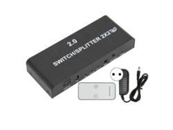 Divisor/conmutador Multimedia Hd 2x2 4k 60hz Con 2 Entradas Y 2 Salidas, Con Mando A Distancia.