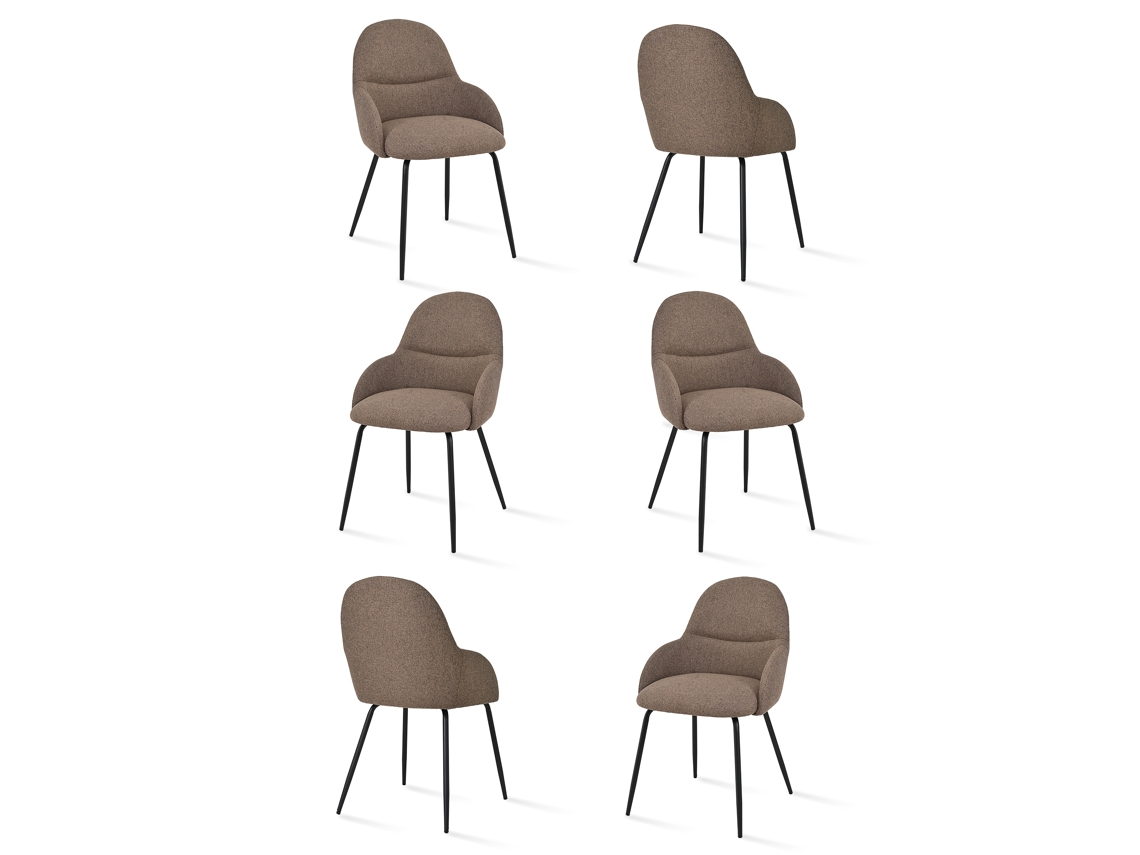 Sillas De Comedor Goeurvant 1438(pack De 6, Marrón Moca, Tela)