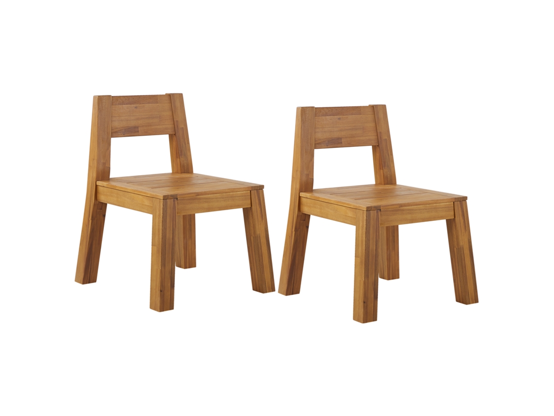 Conjunto De 2 Cadeiras De Jardim Em Madeira De Acácia Beliani Livorno De Madeira De Acácia Castanho 59x61x81