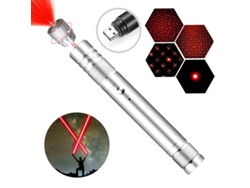 Linterna Con Puntero Láser Con Patrón De Estrella Láser Rojo Carga Directa Por Usb (plateado) Cuich