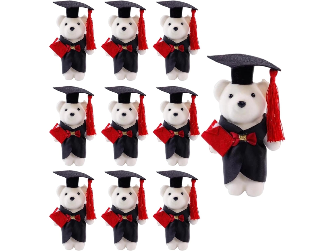 Conjunto De 10 Ositos De Peluche Con Sombreros De Soltero Para Eventos Especiales Y Regalos.