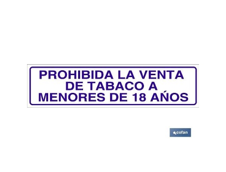 Señal glasspack adhesiva 250x62mm. prohibida la venta de tabaco a menores de 18 años