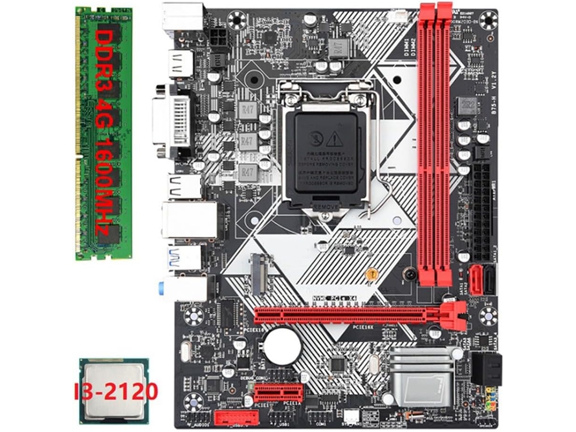 Placa Base De Escritorio B75-h + Procesador I3-2120, 1x4gb De Ram Ddr3 1600 Mhz, Lga 1155