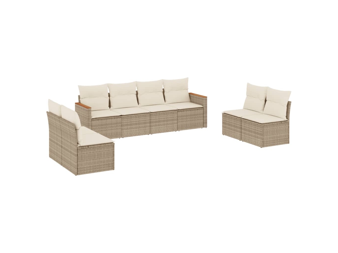 Maison Exclusive - Juego De Sofás De Jardín Con Cojines Beige 8 Pzas Ratán Pe