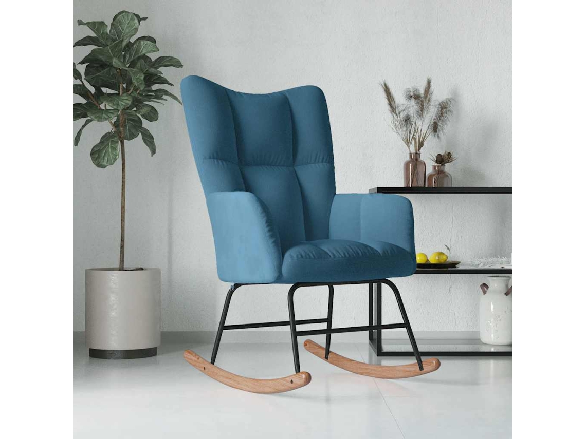 Mecedora de terciopelo azul Lovely Home
