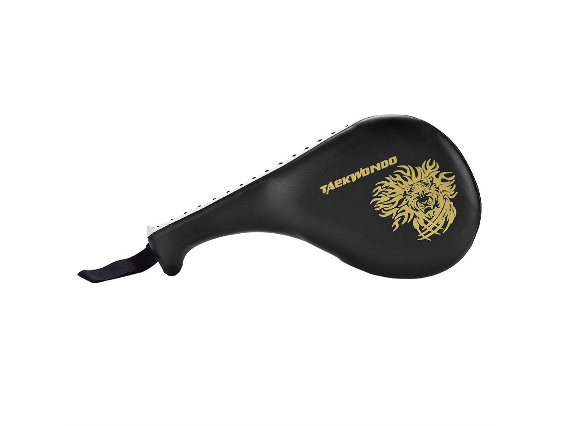 Almohadilla gruesa de cuero sintético para taekwondo, boxeo y patadas, con protección (negra)