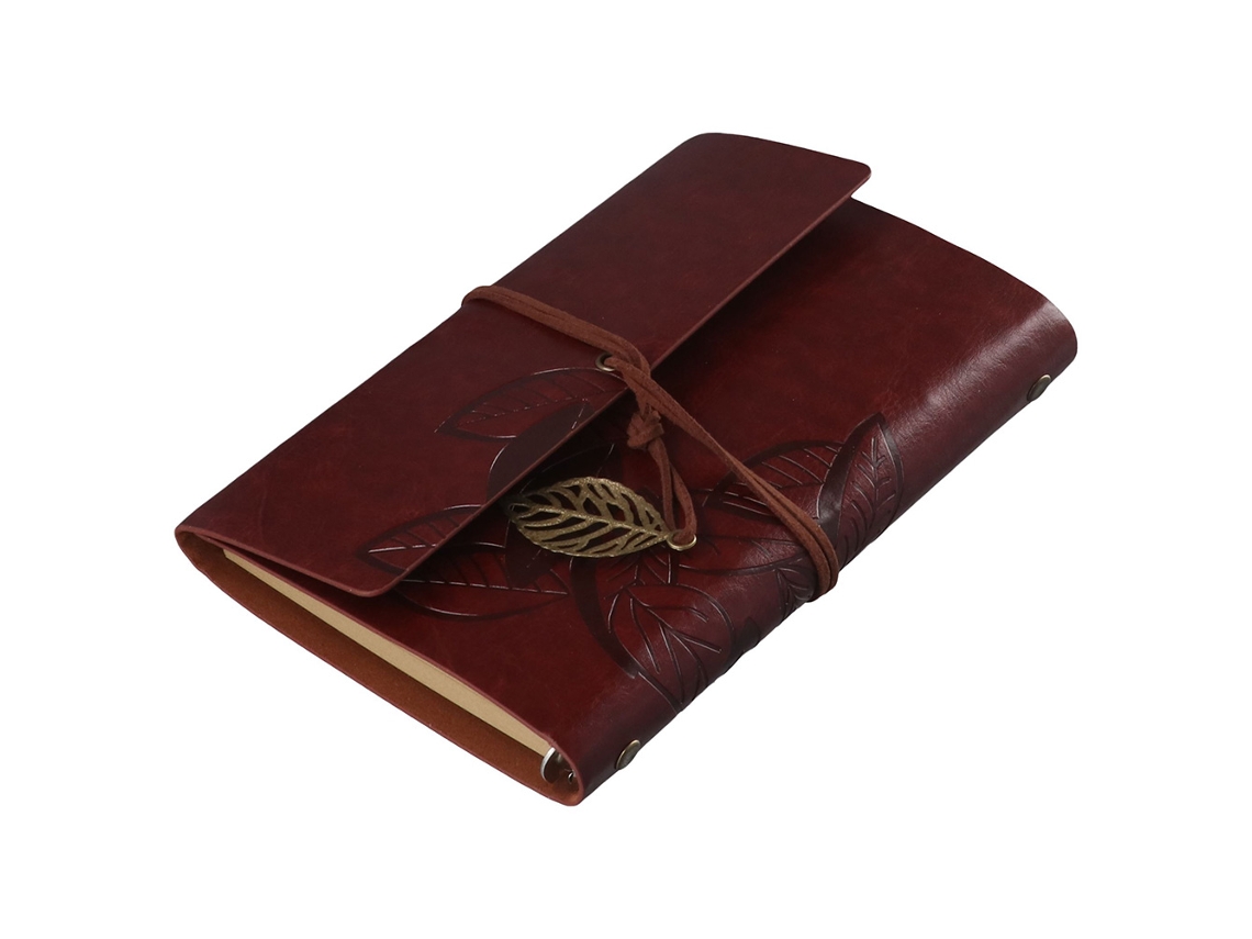Preciosa agenda/cuaderno/cuaderno de dibujo de estilo vintage con colgante y hojas en relieve. Mdug