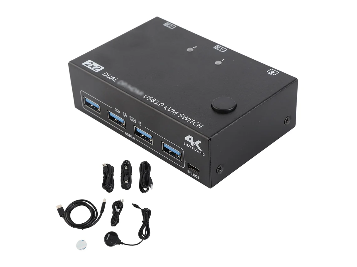 Conmutador Kvm 3 Dp 3 Hdmi 4k 60hz Usb3.0 Monitor Dual Para 2 Computadoras