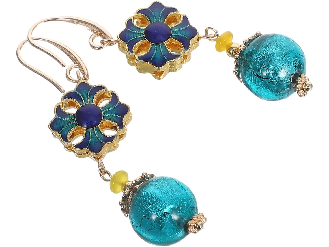 Pendientes Colgantes Chinos De Cloisonné Con Decoración De Esmalte