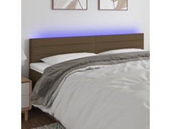 Cabecero Con Led De Tela Marrón Oscuro 200x5x78/88 Cm