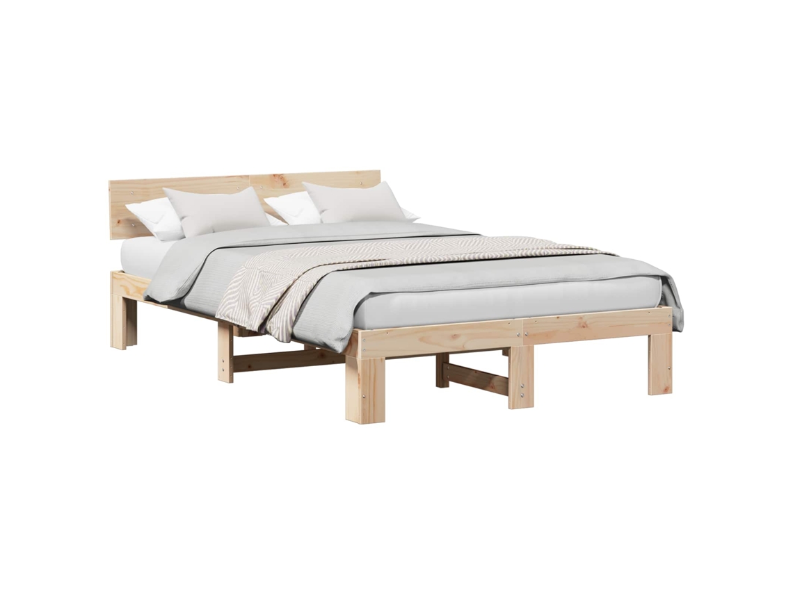Maison Exclusive - Estructura De Cama Natural 135 X 190 Cm Madera De Pino Macizo