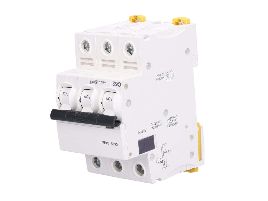 Disyuntor Miniatura De 3 Polos, 63 A, 400 V Ca, Con Protección Contra Fugas, Para Riel Din, Baja Tensión.