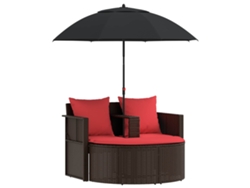 Maison Exclusive - Sofá De Jardín Marrón Y Rojo 168 X 168 X 180 Cm Ratán Sintético